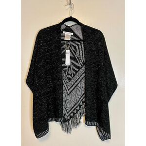 BCBGeneragtion poncho/shrug in black and grey NWT one size